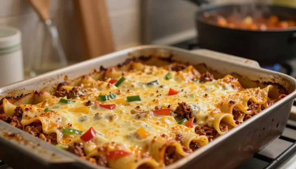 baked taco pasta in oven