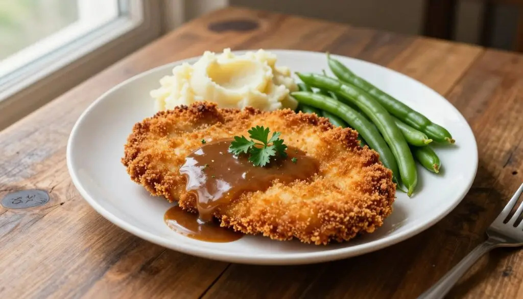 breaded pork cutlet served on a plate breaded pork cutlet served on a plate