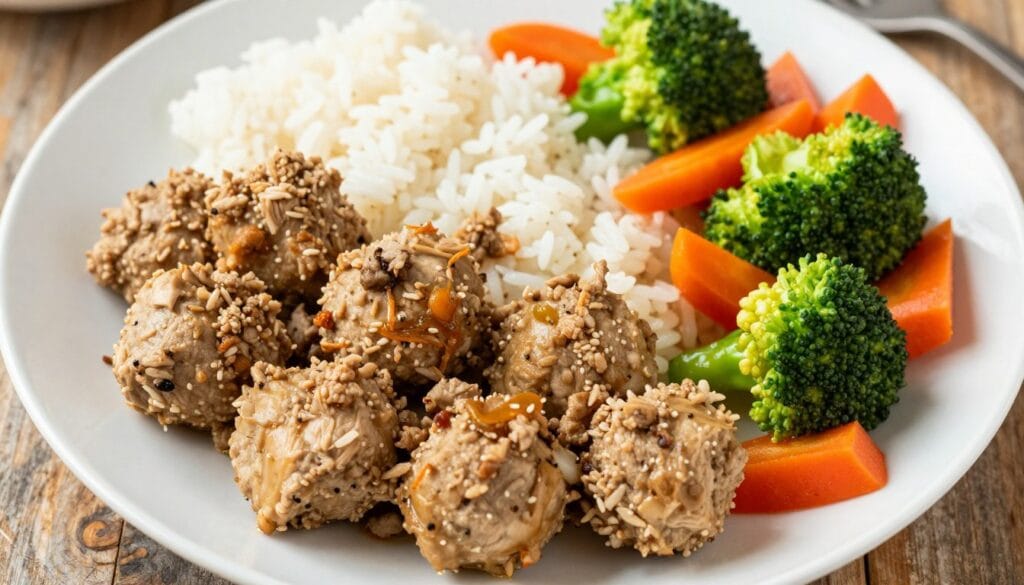 meals with ground chicken served with rice and vegetables meals with ground chicken served with rice and vegetables