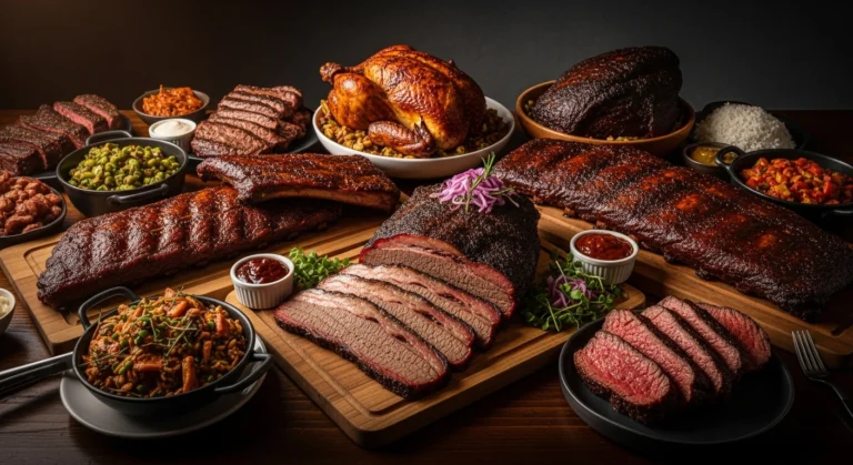 How many lbs of meat per person — assorted grilled cuts on a wooden table