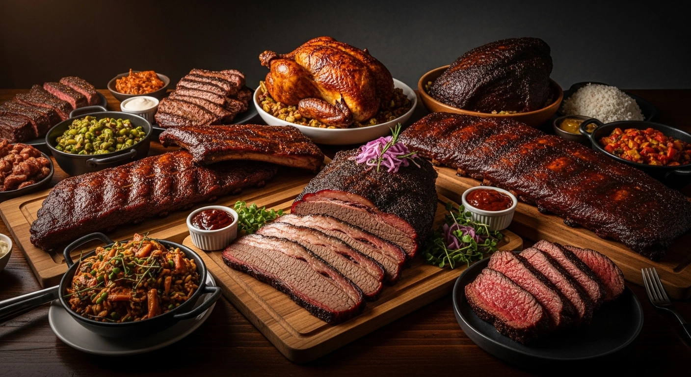 How many lbs of meat per person — assorted grilled cuts on a wooden table