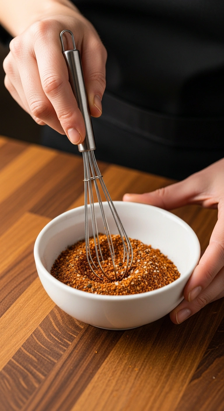 Step 1: Mixing chicken taco seasoning spices in a bowl