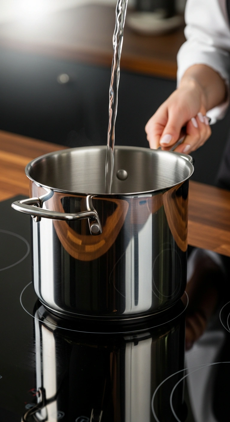 Step 1: Filling a saucepan with cold water