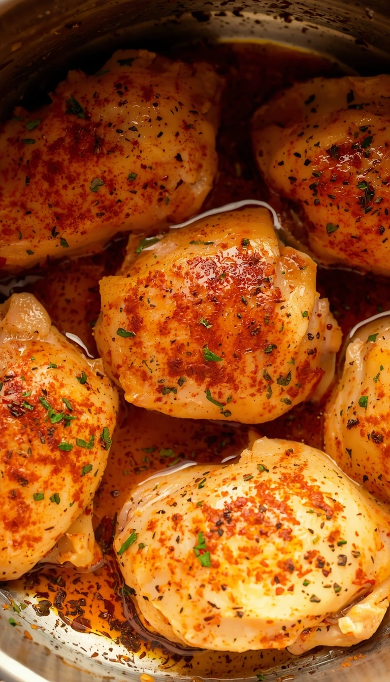 Chicken thighs seasoned with paprika garlic lemon and herbs