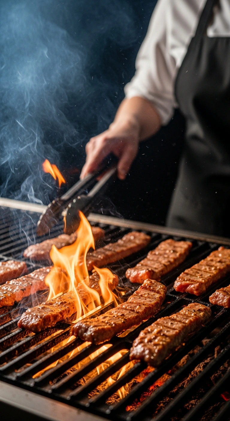 Step 2: Tablitas on a screaming hot grill at 450°F with flames