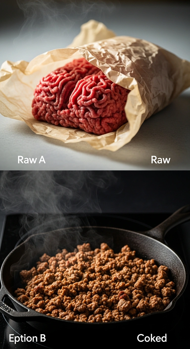 Ground bison meat close-up for cooking guide