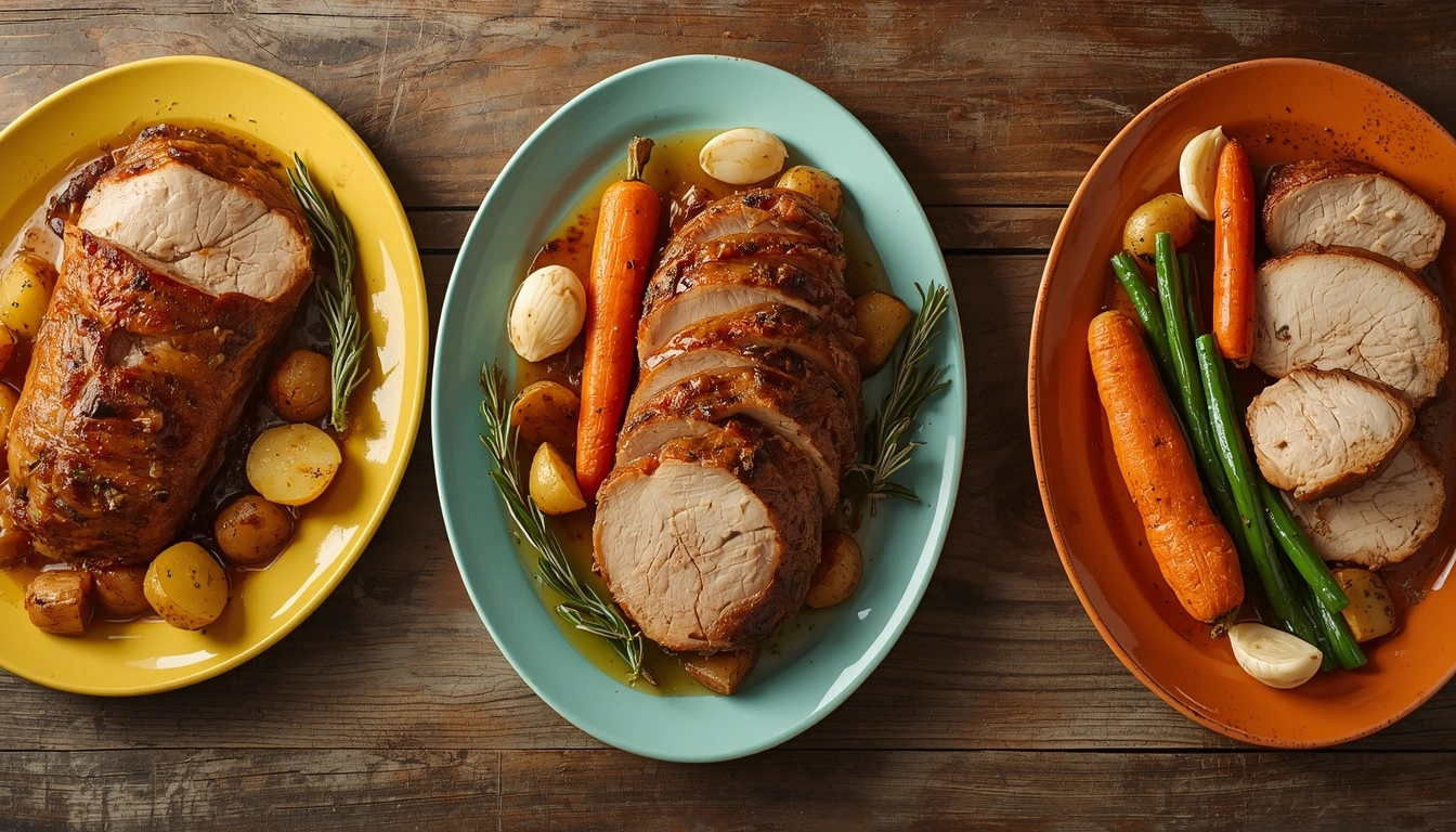 sliced pork loin roast with pan juices