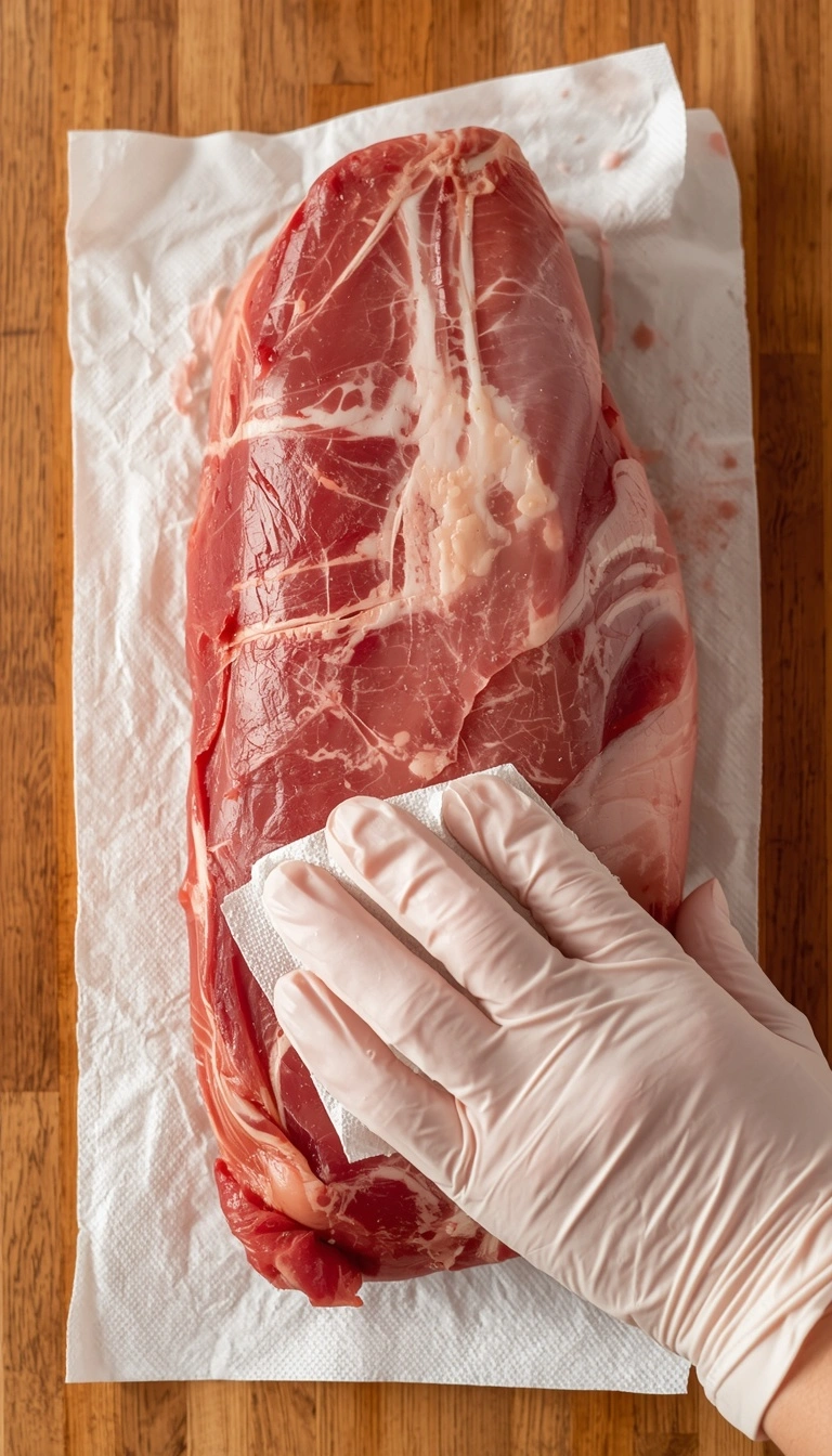 Step 1: pork loin roast patted dry before seasoning